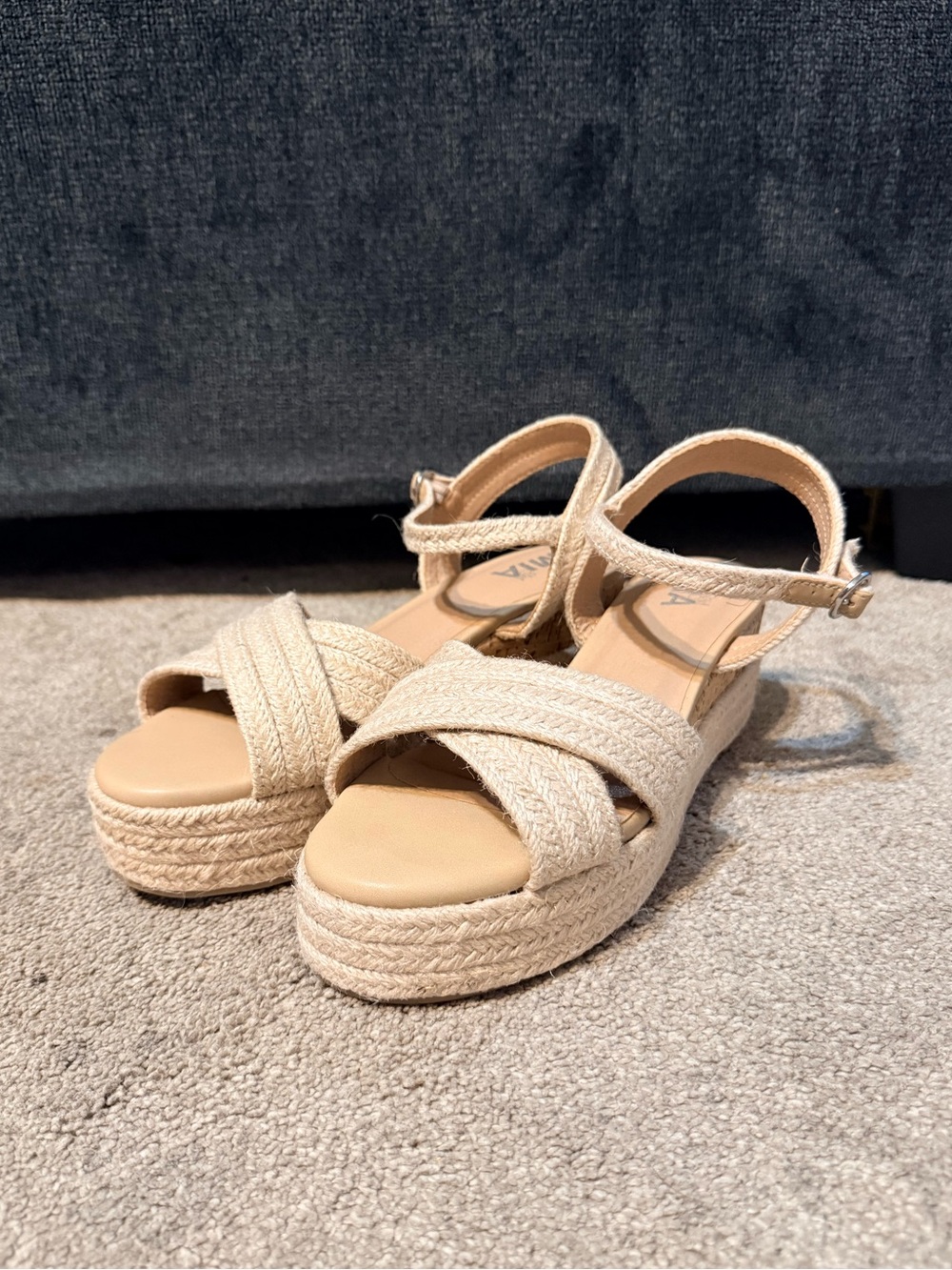 MIA Girl Zalima Beige Espadrille Platfrom Ankle Strap Sandals Size 7.5